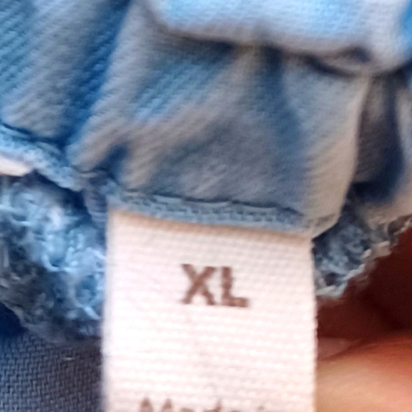 Soft Surroundings Boho Chambray Sz XL Off The Shoulder 3/4 Bell Sleeve Tunic Top - Picture 7 of 12